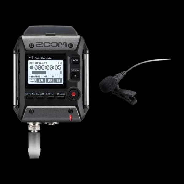 Zoom F1-LP Field Recorder + Lavalier Mic opptaker