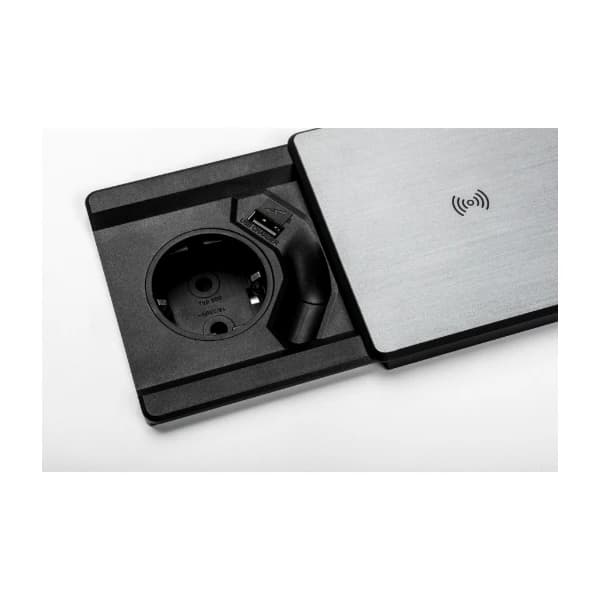 EVOline SQUARE80 Qi 1 X stikkontakt 1 X USB, sølv