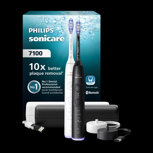 Philips Sonicare Series 7100 elektrisk tannbørste dobbeltpakke, svart/hvit