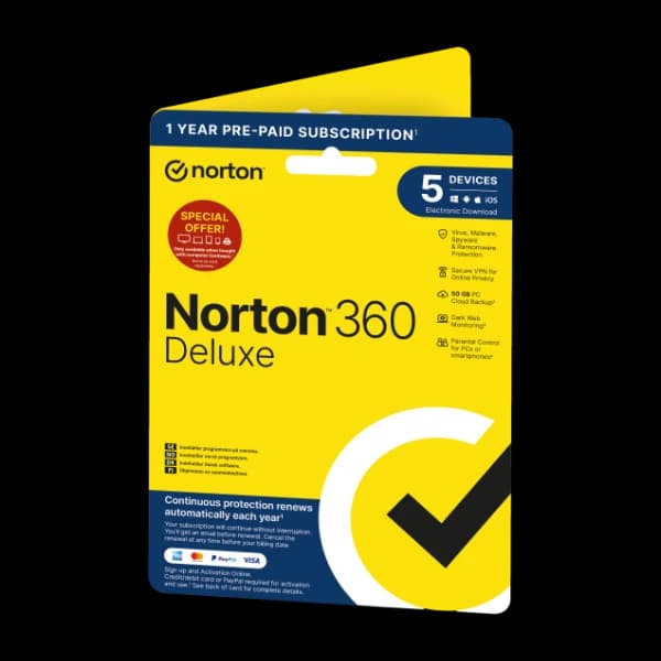 Norton 360 Deluxe Attach 5 Enheter 12 måneder