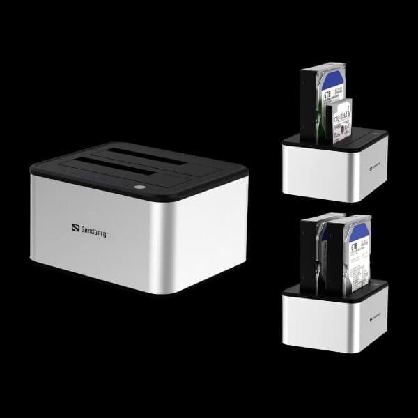 Sandberg USB 3.0 Hard Disk Cloner USB 3.2 Gen 1 (3.1 Gen 1) Type-B sølv, hvit