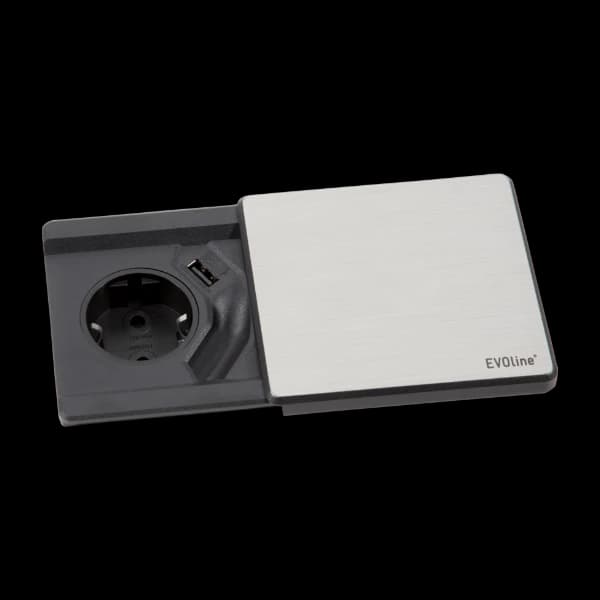 EVOline SQUARE80 1 X stikkontakt 1 X USB, sølv