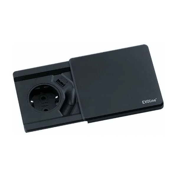 EVOline SQUARE80 1X stikkontakt 1XUSB, svart
