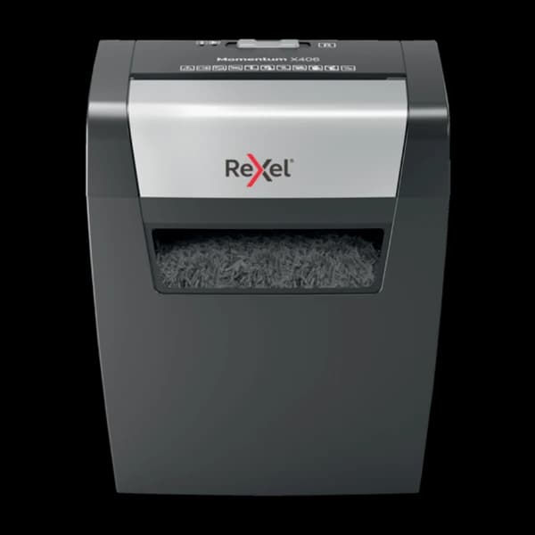 Rexel Momentum X406 Makuleringsmaskin Partikkelkutt-Makulering blå, grå