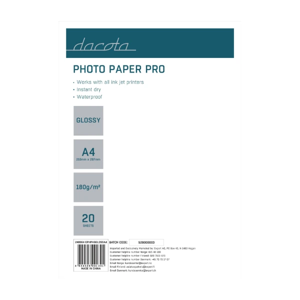 Dacota 20PCS Glossy Photo Paper A4 180g