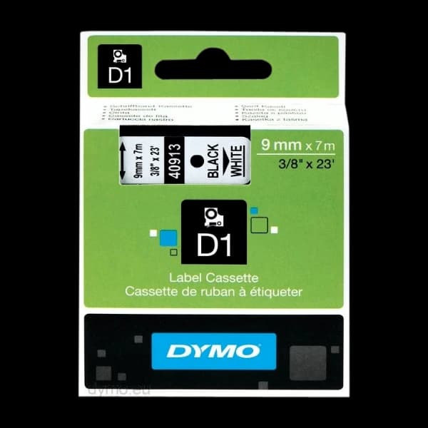 Dymo Tape D1 9 mm X 7 M svart/hvit
