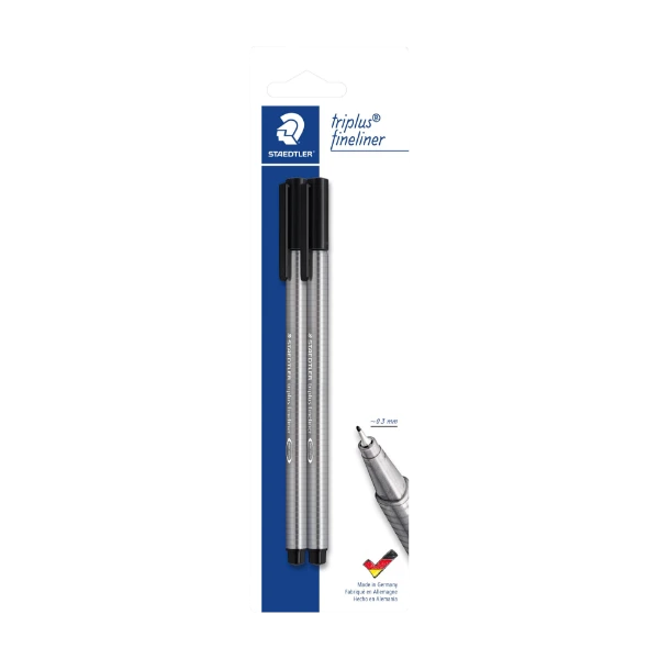 Staedtler Fineliner Triplus svart 2 stk